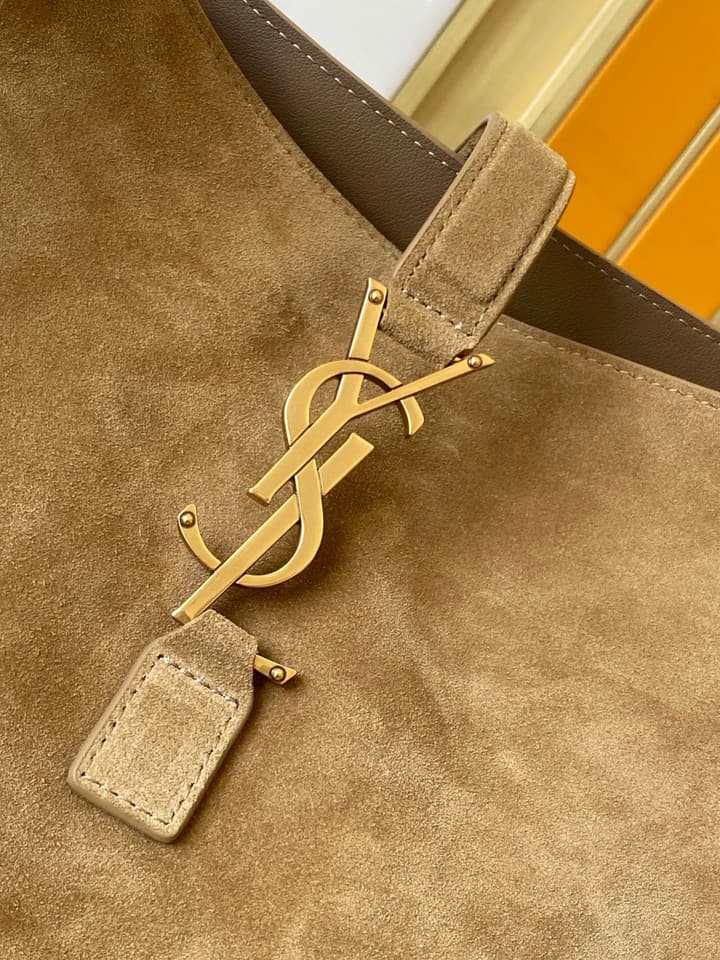 Saint Laurent BEA Deerskin Tote Bag in Antique Gold