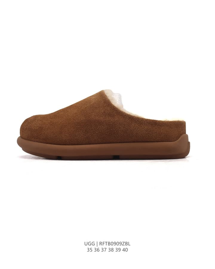 UGG Sheepskin-Lined Winter Slippers in Chestnut Brown Suede