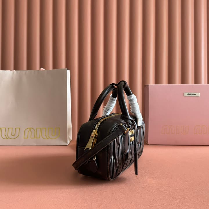 Miu Miu Arcadia Pleated Lambskin Handbag