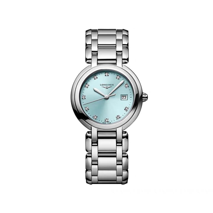 Longines Heart Moon Series 30mm Moon Phase Watch in Stainless Steel Daphne Blue Dial