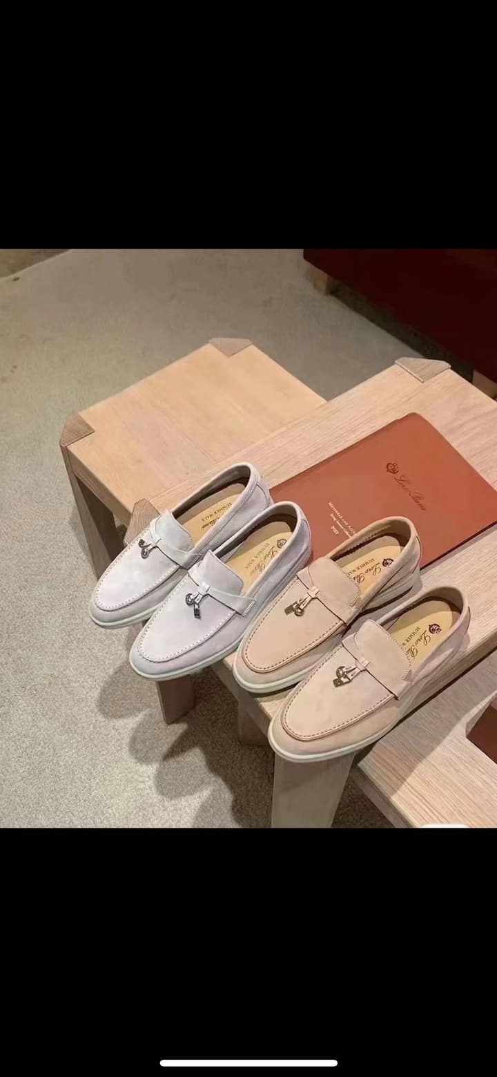 Loro Piana Glossy Cashmere Loafers in Blush Pink Suede