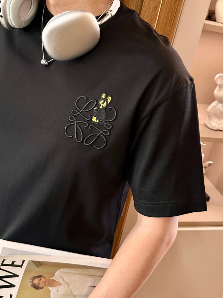 Loewe Logo Mercerized Cotton T-Shirt – 2026 Spring/Summer Collection in Black