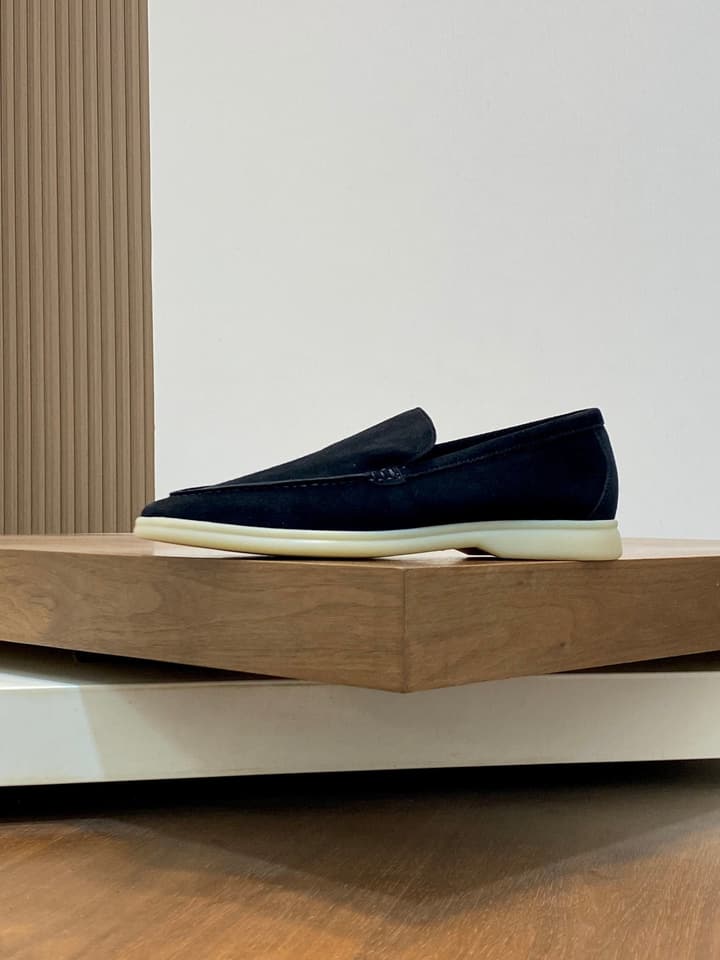 Loro Piana Suede Leather Slip-On Loafers in Black Suede