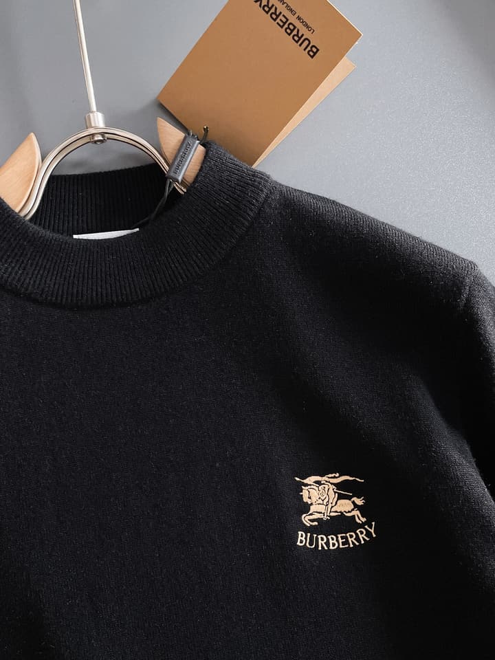 Burberry Half-Zip Wool Blend Sweater in Black Logo