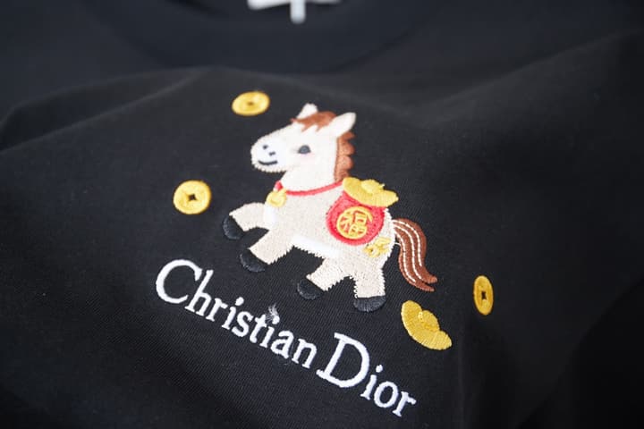 Dior Year of the Horse Pony Logo Embroidered T-Shirt – 26SS Early Spring Collection in Black