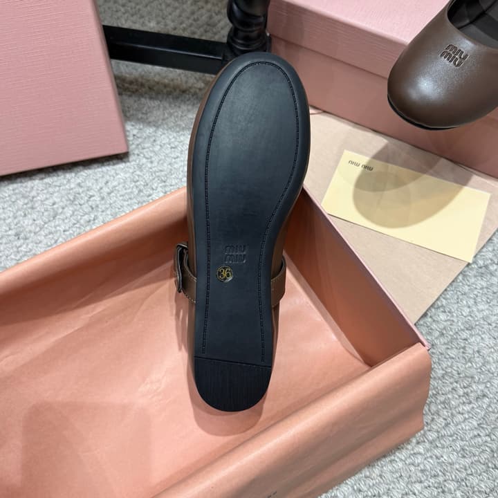 Miu Miu Pointed-Toe Mary Jane Ballet Flats – 2026 Runway Collection