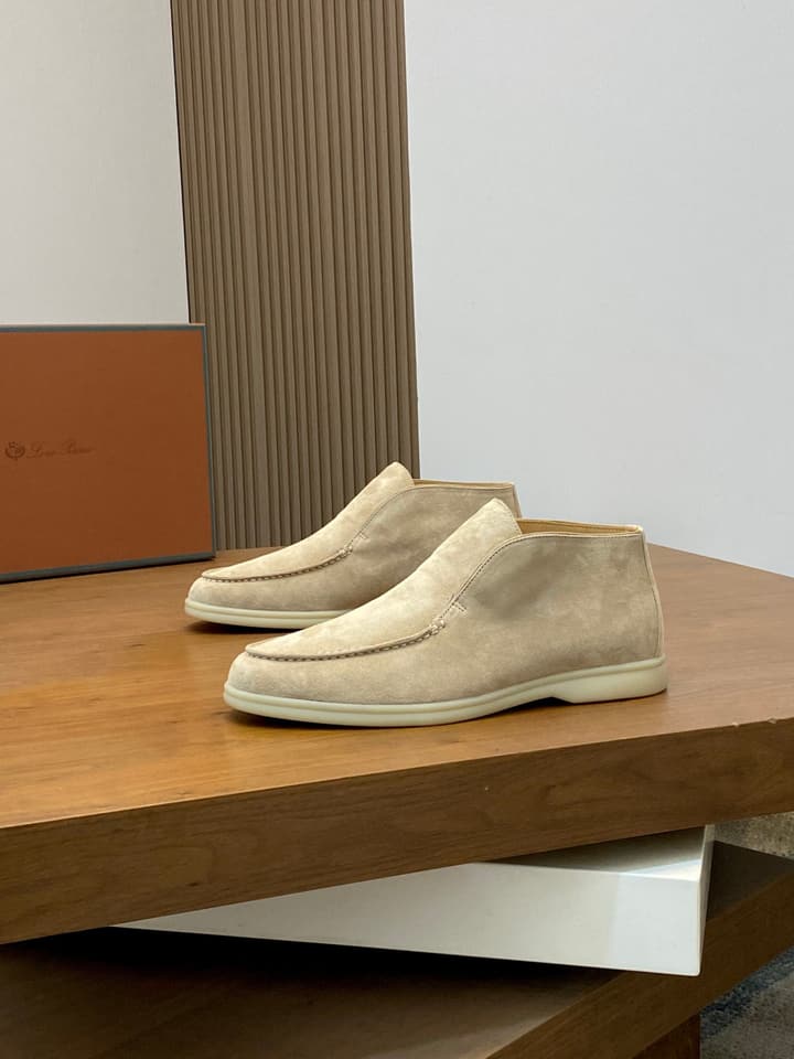 Loro Piana Suede Leather Slip-On Loafers in Camel Tan Suede