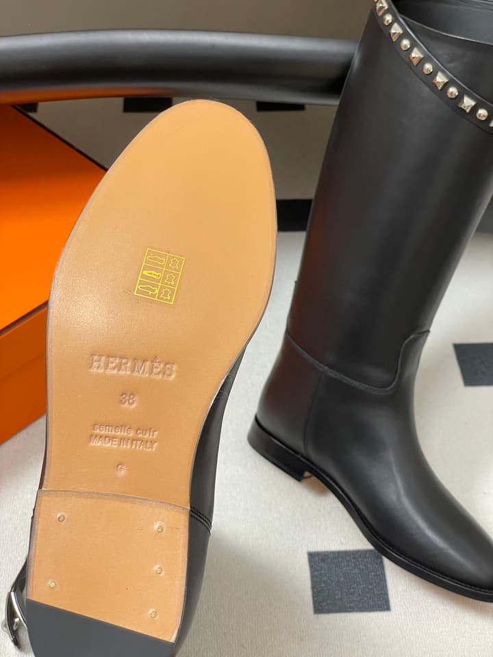Hermès Jumping Series Kelly Buckle Knee-High Boots in Black
