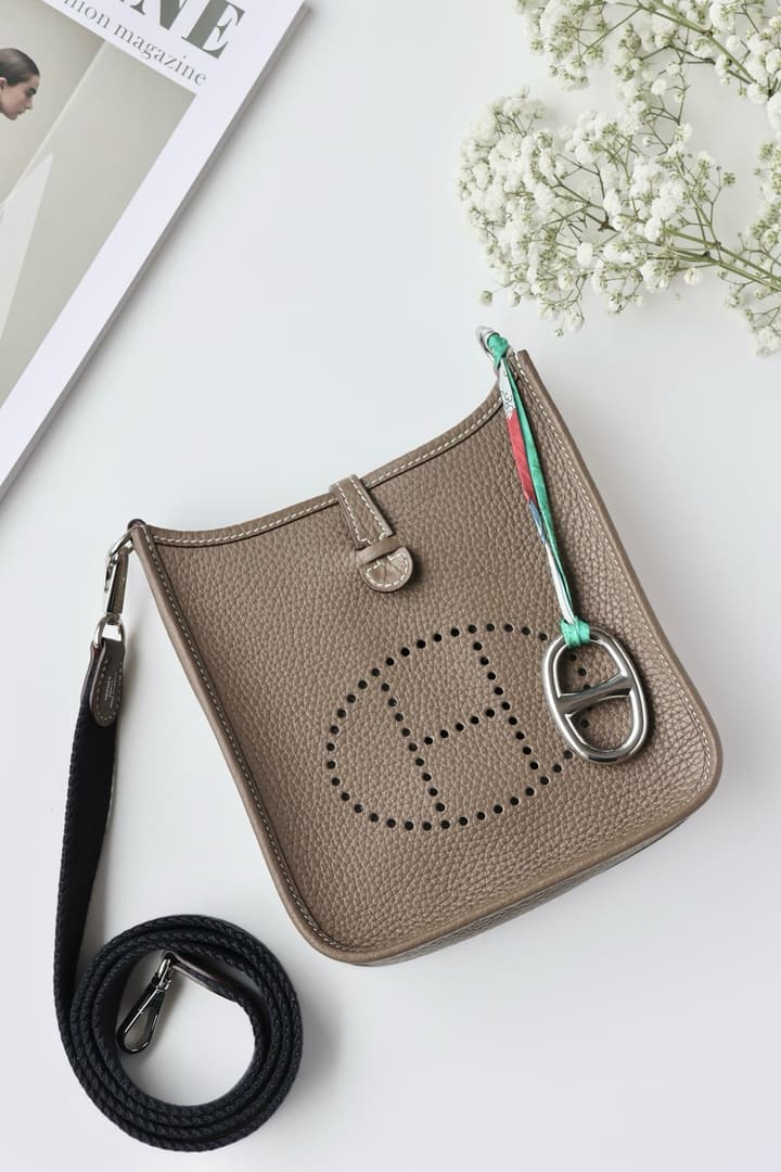 Hermès Evelyne 16 Mini Crossbody Bag in Etoupe With Gold Hardware