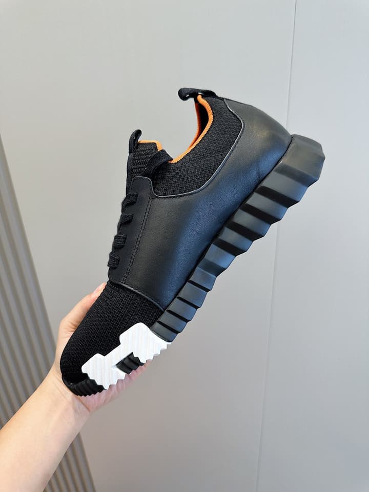 Hermès Bouncing Sneakers in Black And White Color Block