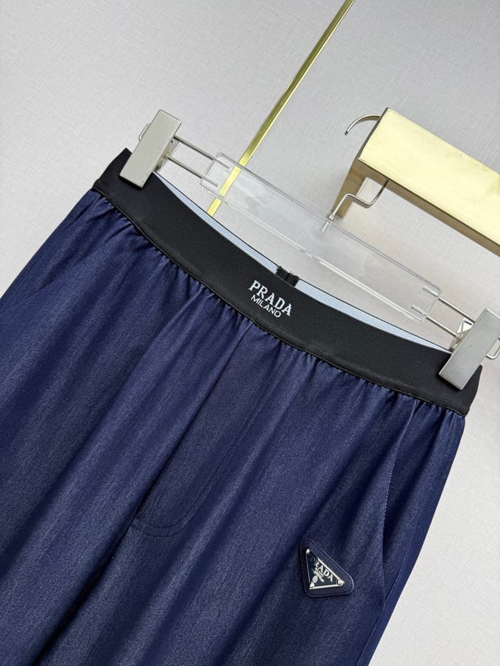 Prada Rayon Denim Wide-Leg Pants – 26SS in Blue