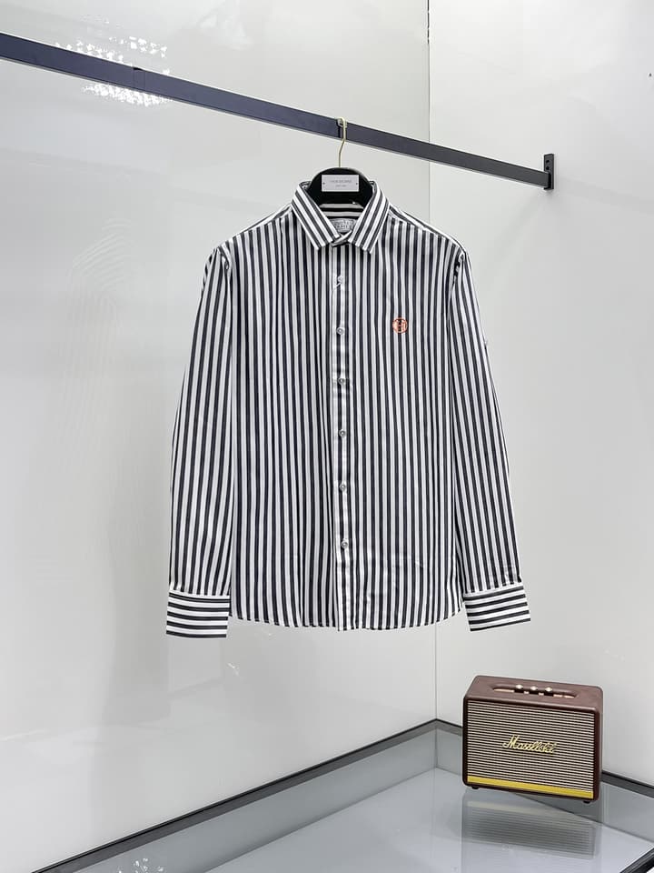 Hermès Long-Sleeve Shirt in Light Blue Striped