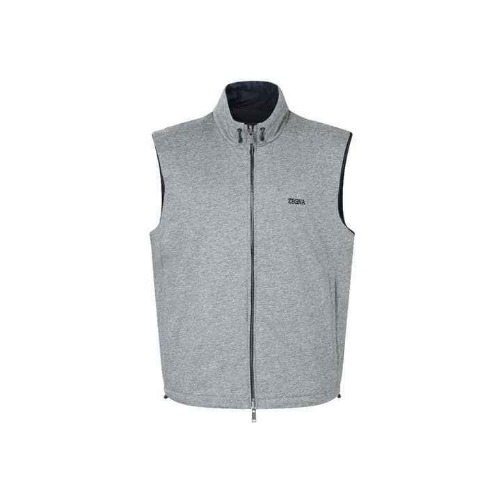Zegna Microfiber Reversible Brezza Vest in Dark Blue