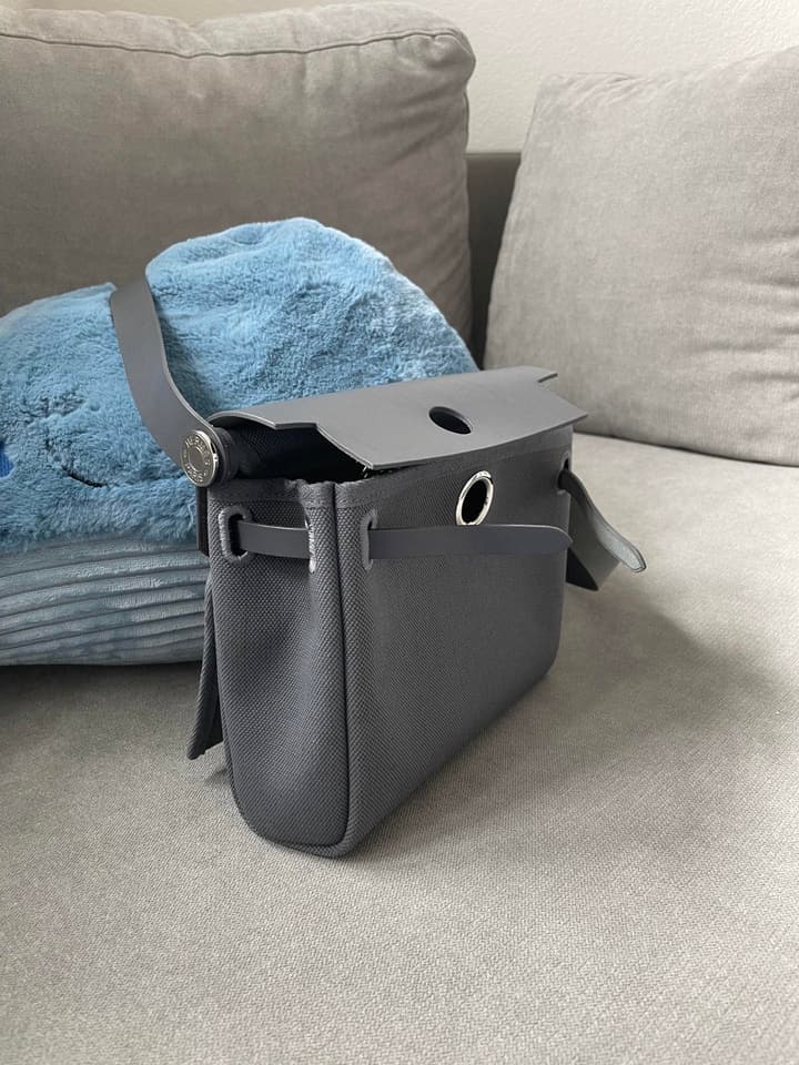 Hermès Herbag 20 Slate Grey Canvas Bag
