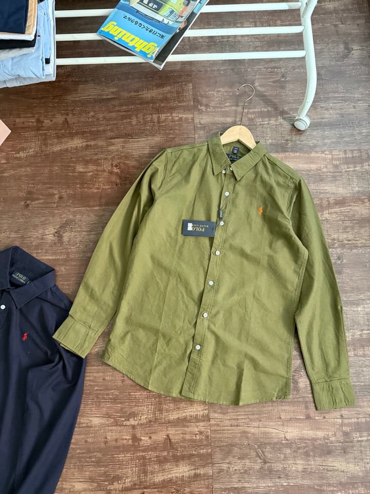 Ralph Lauren Oxford Long-Sleeve Shirt – 2025 Collection in Army Green