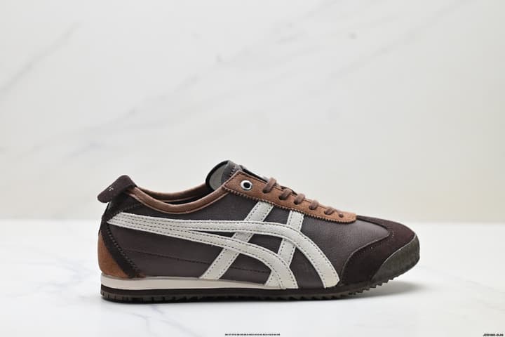 Onitsuka Tiger NIPPON MADE Mexico 66 Deluxe Sneakers in Dark Brown Leather With Off-white Stripes