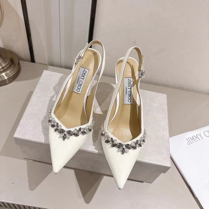 Jimmy Choo Pointed-Toe Crystal-Embellished Heeled Sandals – 2025 Summer in Black