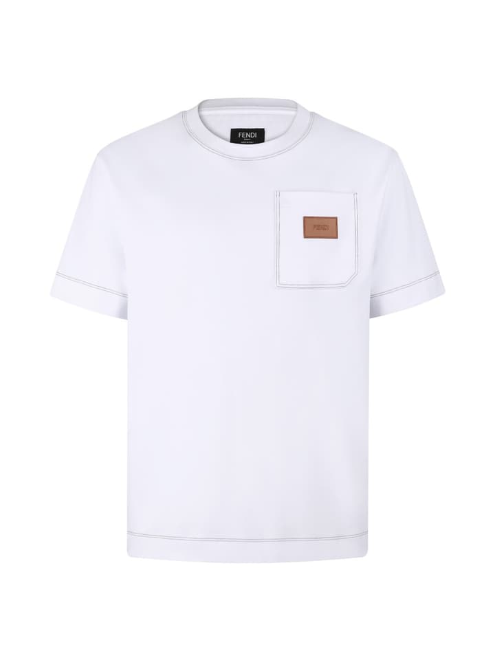 Fendi Leather Patch Logo Cotton T-Shirt – 26SS