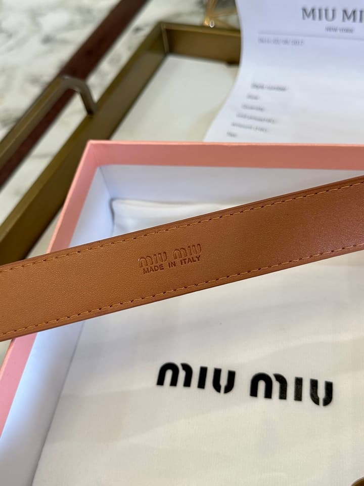 Miu Miu Classic Leather Belt – 3.0cm in Black With Gold Buckle