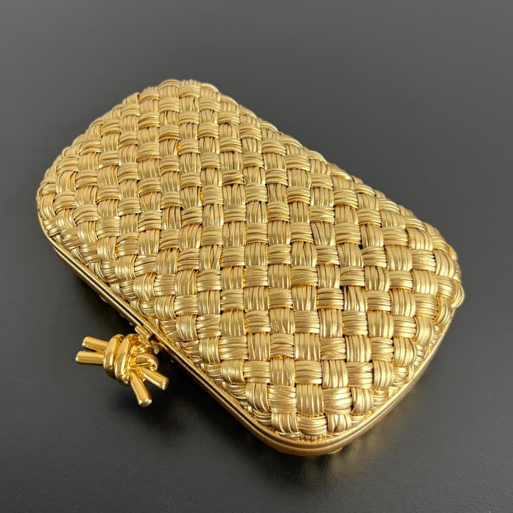 Bottega Veneta Knot Evening Clutch Bag in Gold