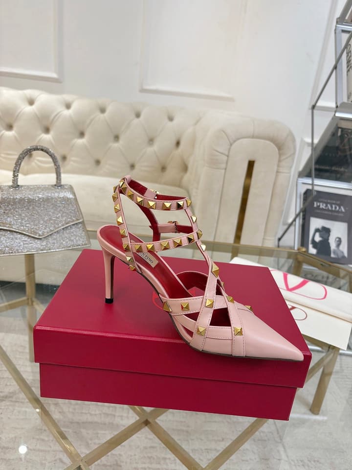 Valentino Studded Cut-Out High-Heeled Sandals – 26SS in Pink