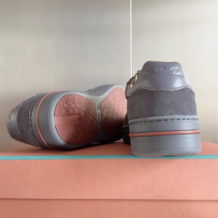 Loro Piana Newport Walk Thick Sole Sneakers in Dark Gray Suede