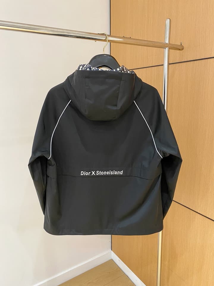 Dior New Runway Jacket Outerwear in Black With Monogram Panels