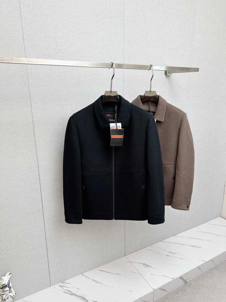 Zegna Merino Wool Detachable Liner Jacket in Brown Taupe