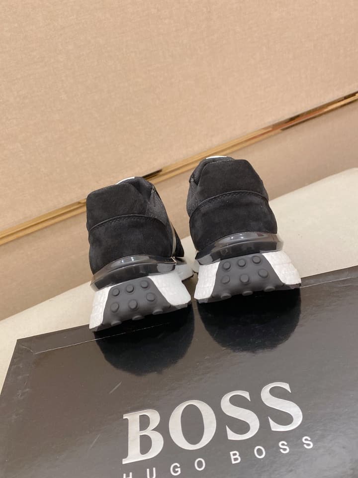 Boss Italian Leather Casual Sneakers in Dark Navy