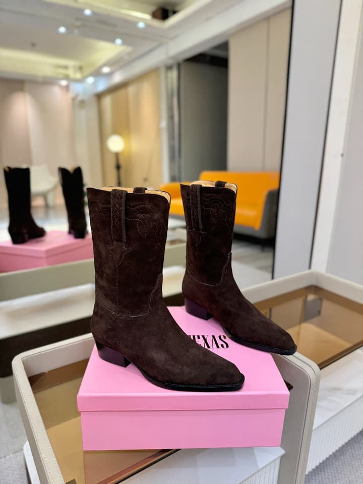 Paris Texas Western Ankle Boots in Black Suede