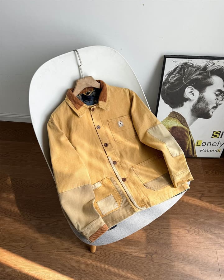 Ralph Lauren Barn Washed Distressed Jacket – 2025 Spring New in Classic Mustard Tan