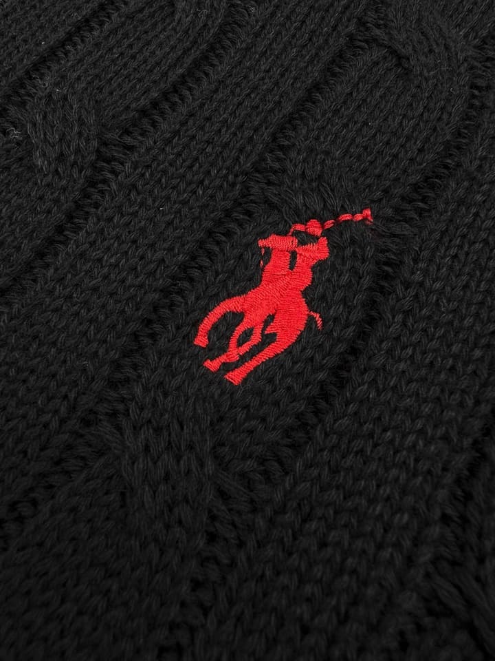 Ralph Lauren Cable-Knit Short-Sleeve Sweater in Ink Black
