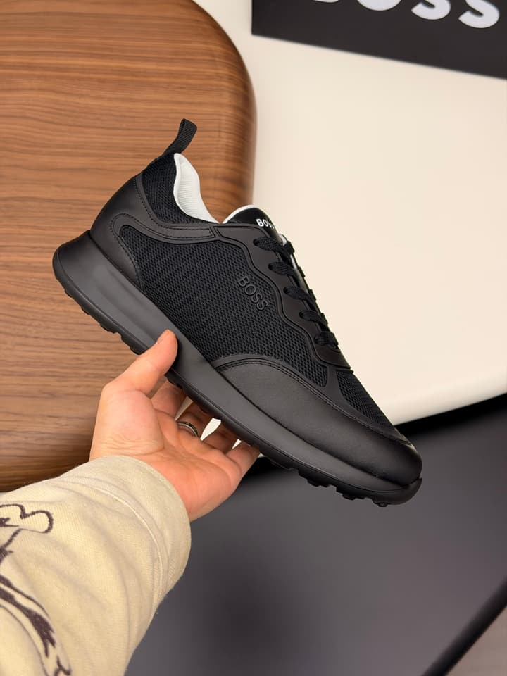 Boss Men's Knit and Leather Sneakers