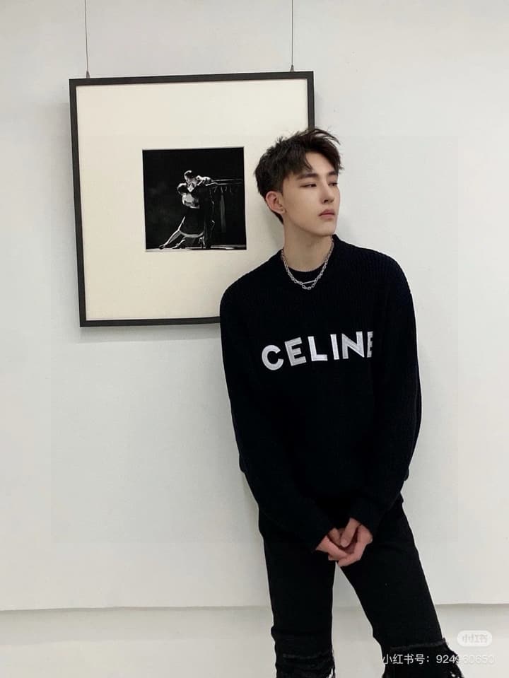 Celine Classic Embroidered Crewneck Sweater in Army Green