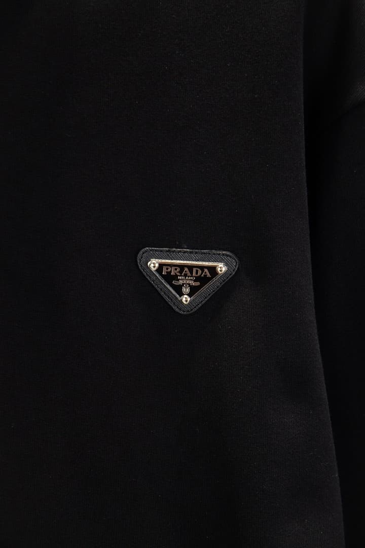 Prada Heavyweight Half-Zip Sweatshirt in Classic Black Half-zip