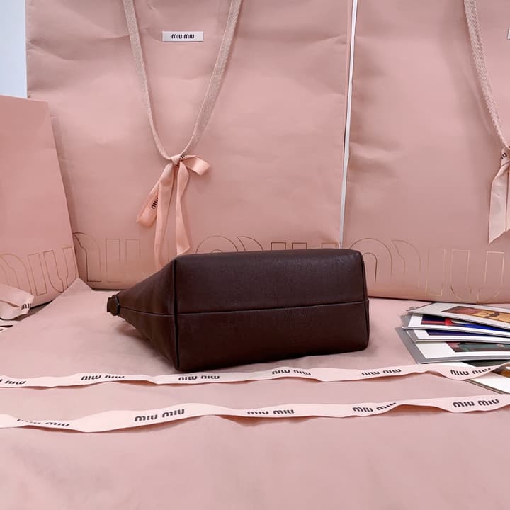 Miu Miu Vintage Sheepskin Lunchbox Bag in Deep Brown