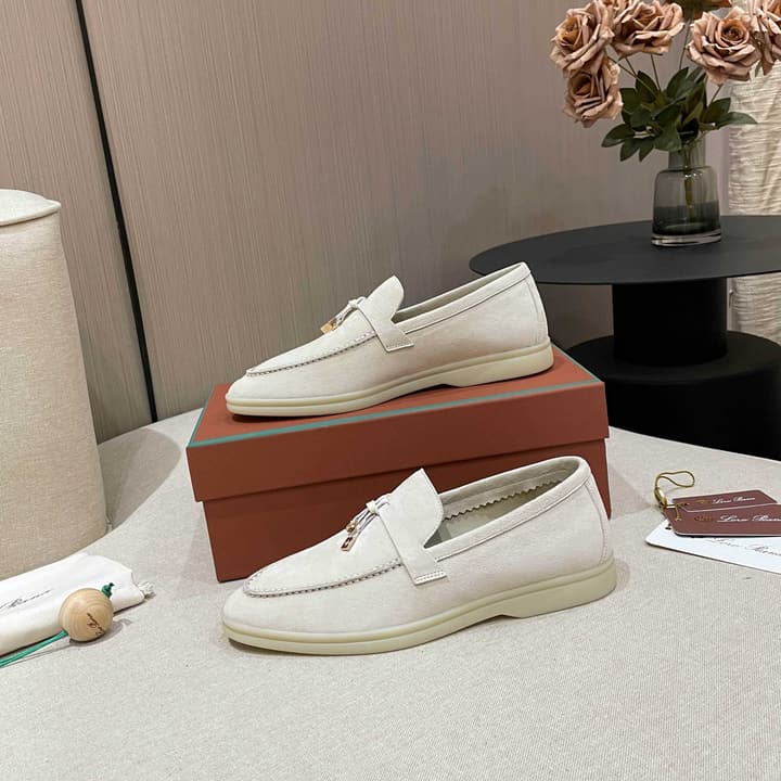 Loro Piana Summer Charms Walk Moccasin Loafers in Black Leather