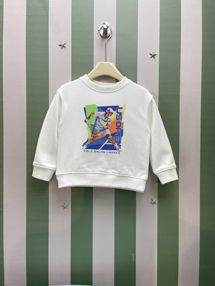 Ralph Lauren Kids Crewneck Sweatshirt – 2025AW in White With Graphic Print