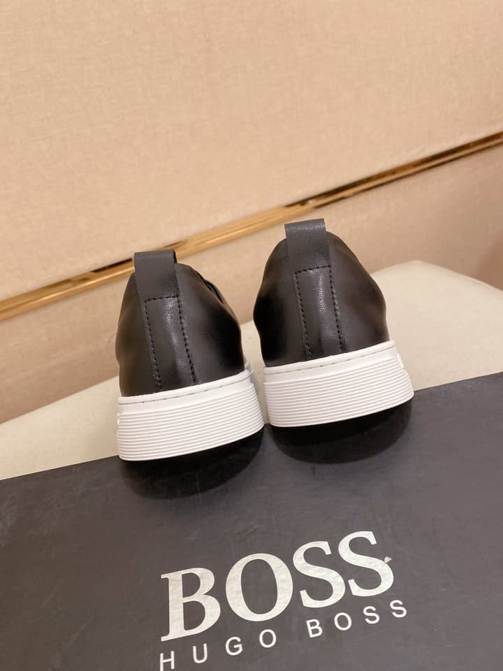 Boss Casual Leather Loafers in Glossy Black Toe