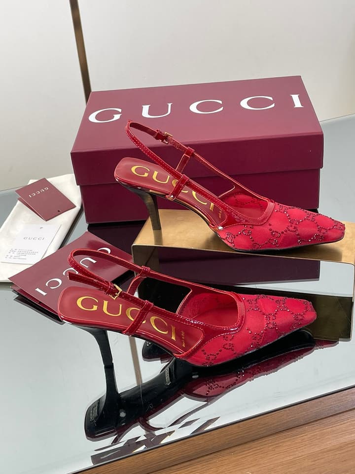 Gucci Cosmogonie GG Crystal Slingback Sandals – 2025 Early Autumn Collection in Black Crystal Gg