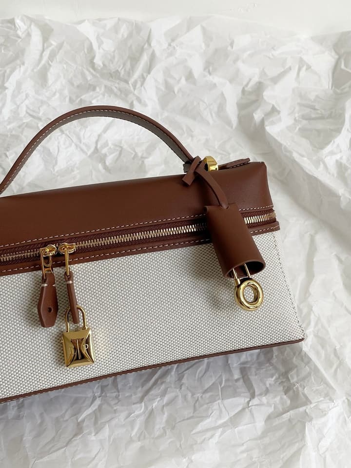 Loro Piana L23 Canvas Handbag in Brown