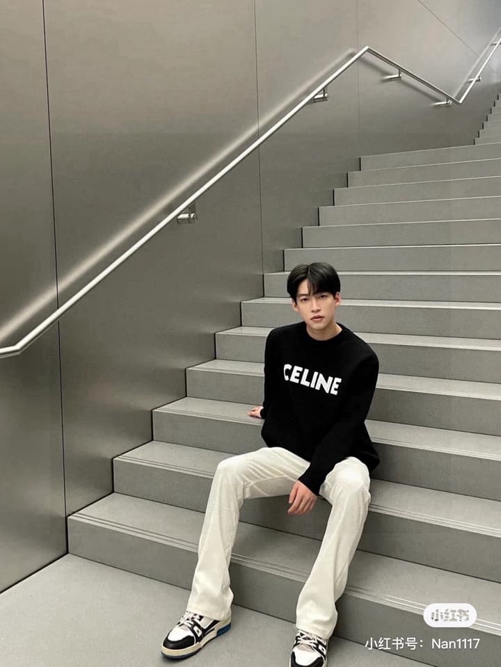 Celine Classic Embroidered Crewneck Sweater in Army Green