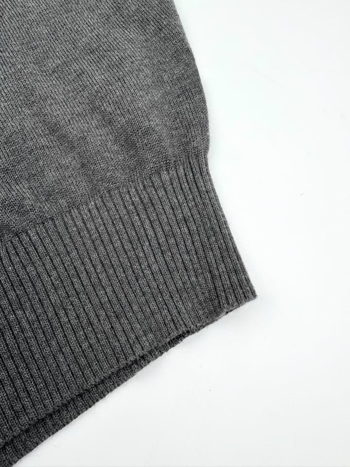 Ami Paris Heart Embroidery Merino Wool Sweater in Dark Grey With Red Heart