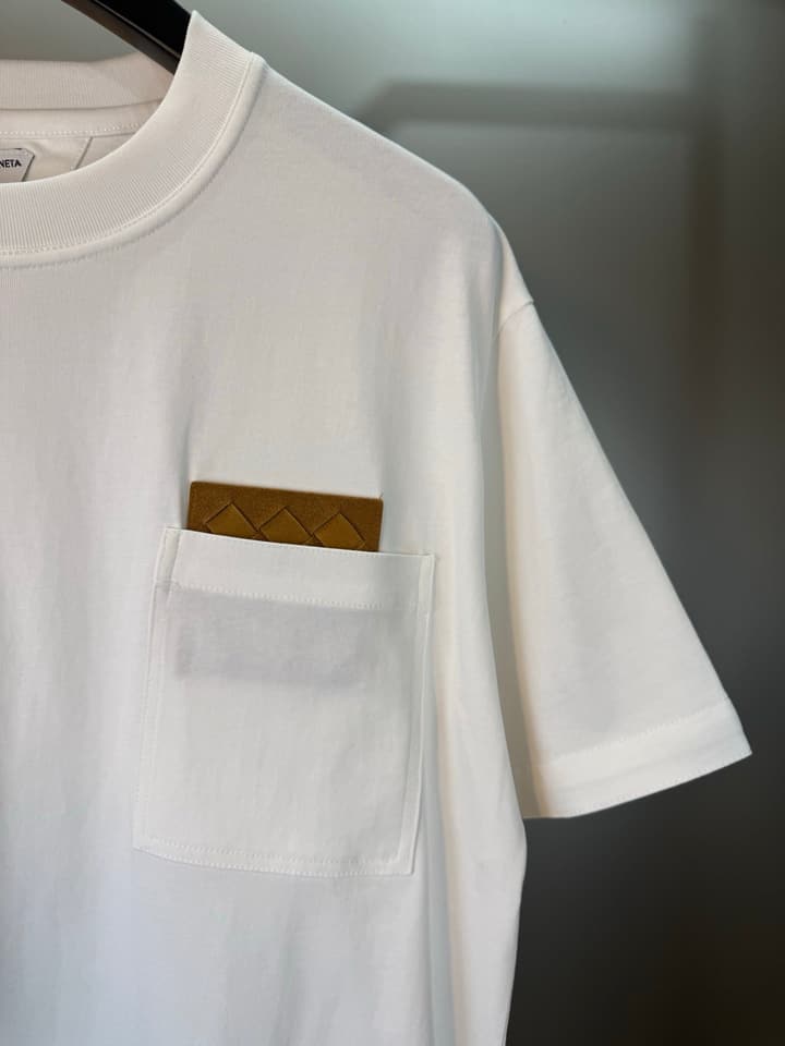 Bottega Veneta Woven Leather Pocket T-Shirt – Summer Collection – SS26 in Black