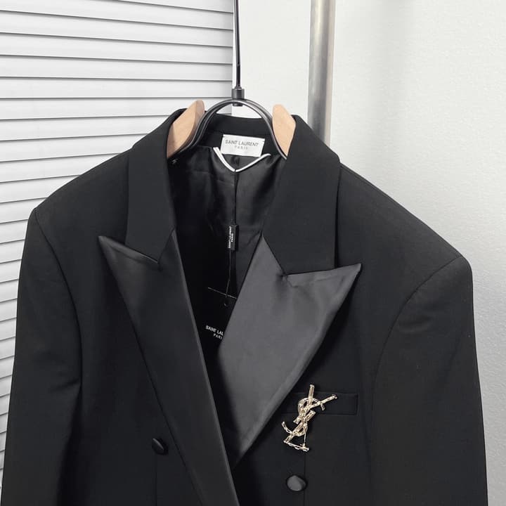 Saint Laurent Iconic Double-breasted Blazer in Classic Black