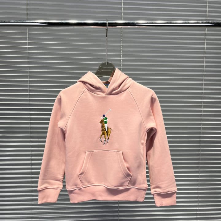 Ralph Lauren Embroidered Pony Terry Hooded Sweatshirt – Kids Collection in Bright Blue