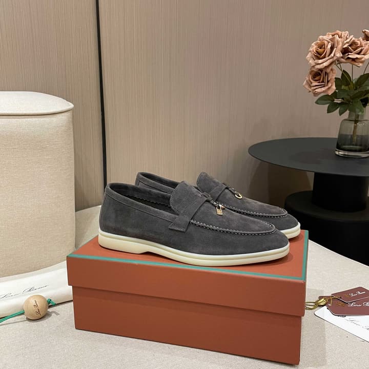 Loro Piana Summer Charms Walk Moccasin Loafers in Bright Orange Leather