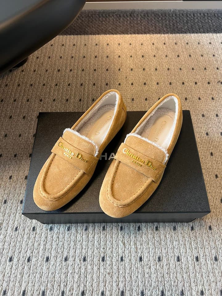 Dior Suede Fur-Lined Loafers – 25SS/FW in Black Suede