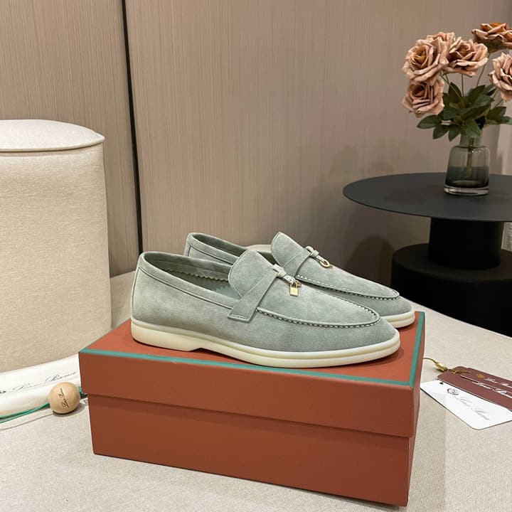Loro Piana Summer Charms Walk Moccasin Loafers in Black Leather