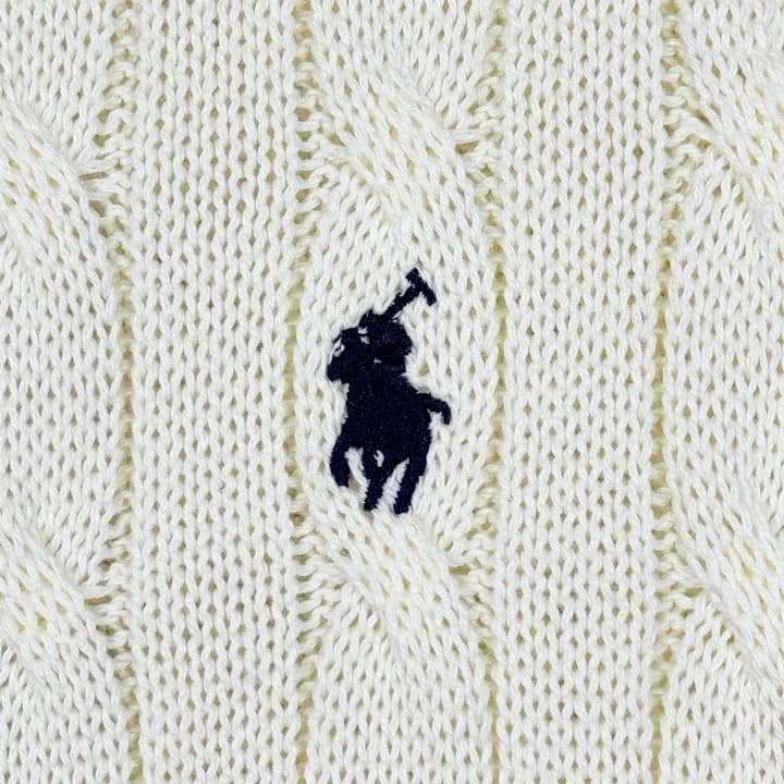 Ralph Lauren Classic Cable Knit Polo Sweater in Black